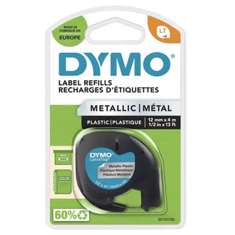 Dymo taśma do drukarek LetraTag 59429 | 12mm/4m | plastikowa | srebrna